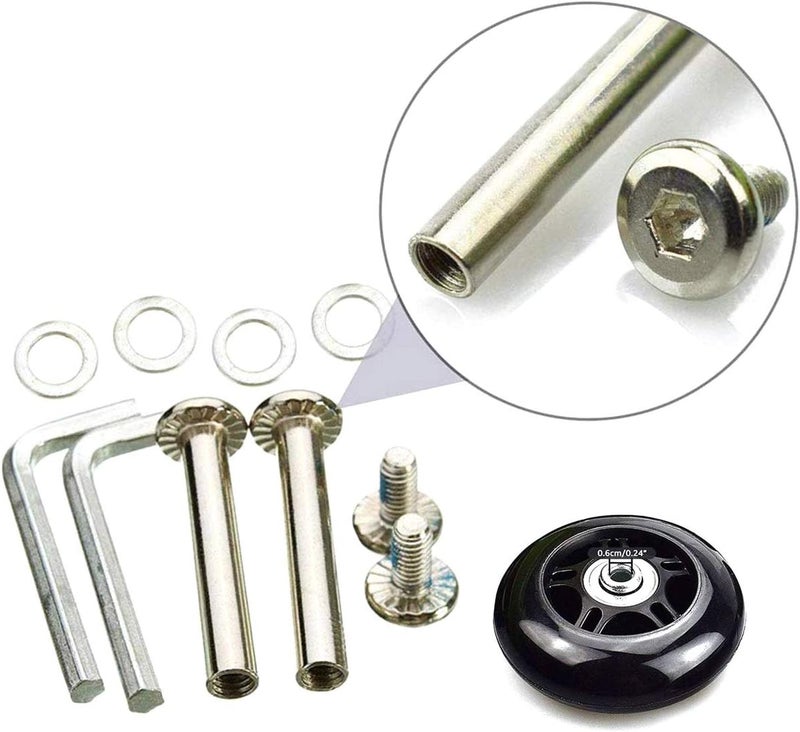 Byaning 2 Sets Luggage Suitcase Wheels Replacement,60/64/68/70/75/78mm Inline Outdoor Skate Replacement Wheels,Rubber Swivel Caster Wheels Repair Kits (OD:78 W:24 ID:6 Axles: 35 & 40) - Image 5